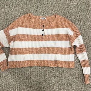 American Eagle Outfitters Brown and White Knit Cardigan